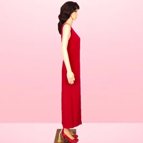 SILK! TALBOTS size 6 red sleeveless full-length sheath dress 100% silk DC only - Picture 3 of 10